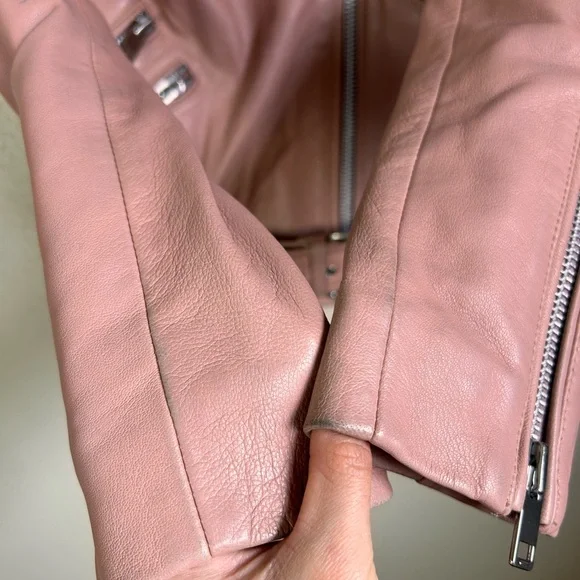 Walter Baker Allison Leather Moto Jacket In Ballet XS - Picture 7 of 9